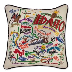 Catstudio Hand Embroidered IDAHO 20x20" Pillow Geography Collection $225